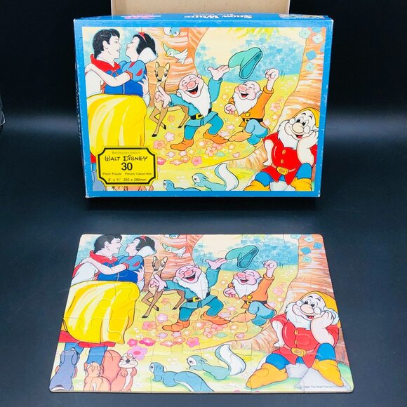 1986 SNOW WHITE Seven Dwarfs Jigsaw Puzzle 30 Chunky Pieces COMPLETE, Vintage - Picture 1 of 12